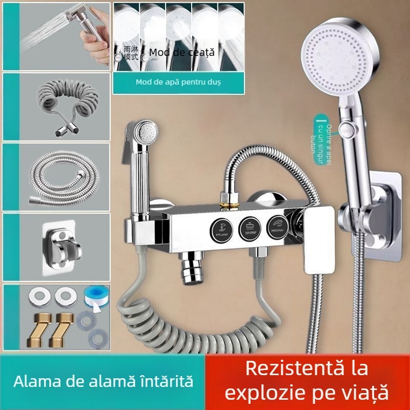 Duș deasupra cu robinet de amestec încastrat, oțel inoxidabil 304, stil modern, set triplu, execuție prin injecție