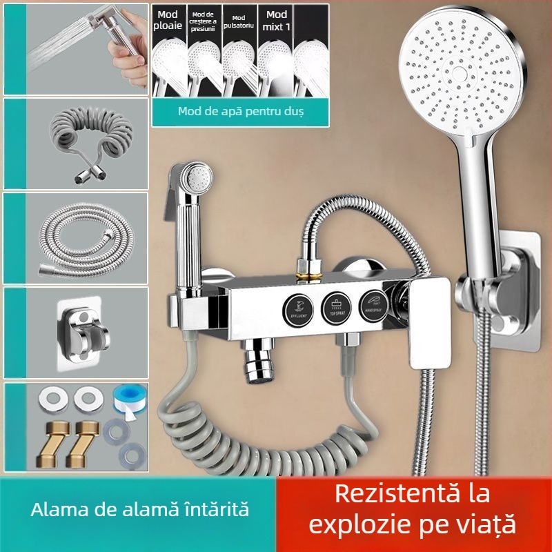 Duș deasupra cu robinet de amestec încastrat, oțel inoxidabil 304, stil modern, set triplu, execuție prin injecție