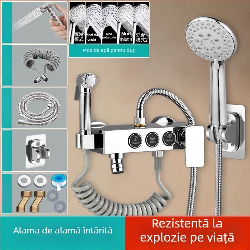 Duș deasupra cu robinet de amestec încastrat, oțel inoxidabil 304, stil modern, set triplu, execuție prin injecție