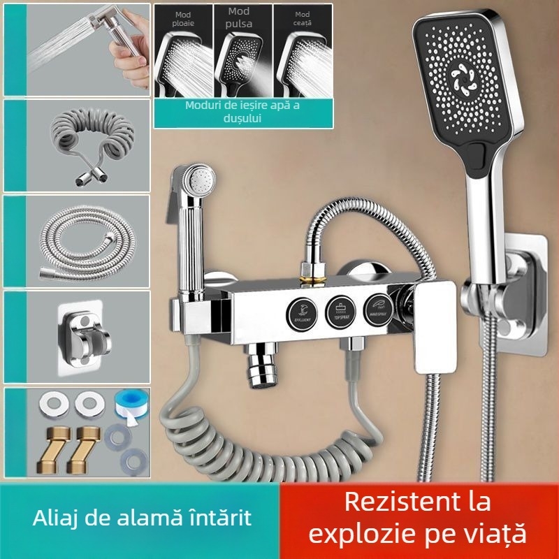 Duș deasupra cu robinet de amestec încastrat, oțel inoxidabil 304, stil modern, set triplu, execuție prin injecție