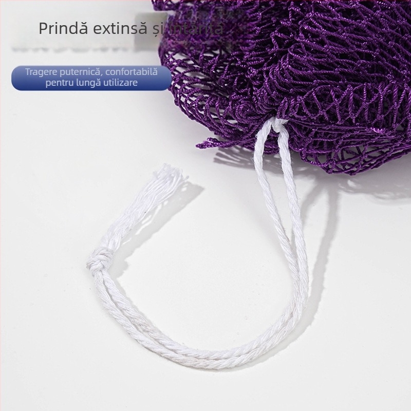 Prosop de baie exfoliant din plasă de nylon, cu șnur de strângere și elasticitate ridicată