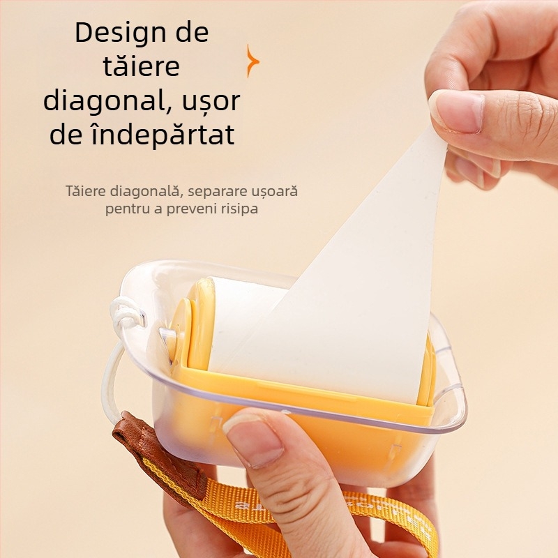 Rulou portabil pentru scame cu șnur – pentru uz casnic, îndepărtează scamele de pe haine, elimină părul de pisică, include benzi adezive de schimb