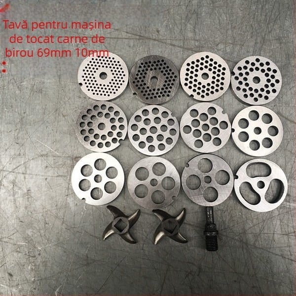 Măcinător de carne de birou cu lamă încrucișată, lamă Turtle-Back, ax pătrat, placă perforată, placă de ieșire a cărnii