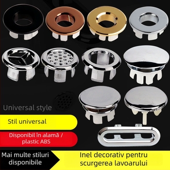 Capac decorativ pentru preaplinul chiuvetei – ABS plastic, montaj prin apăsare, stil light luxury