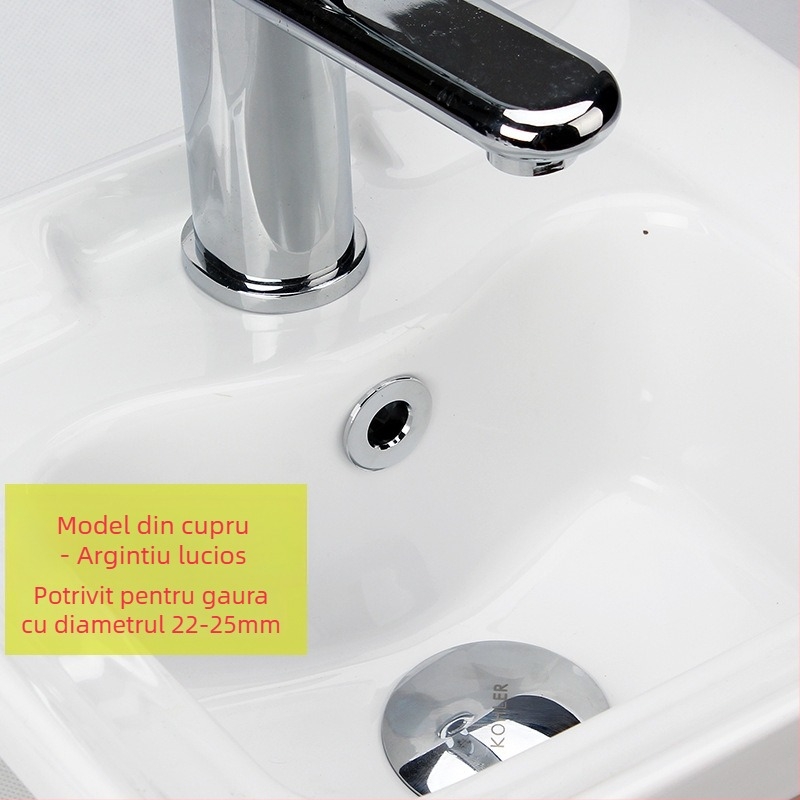 Capac decorativ pentru preaplinul chiuvetei – ABS plastic, montaj prin apăsare, stil light luxury