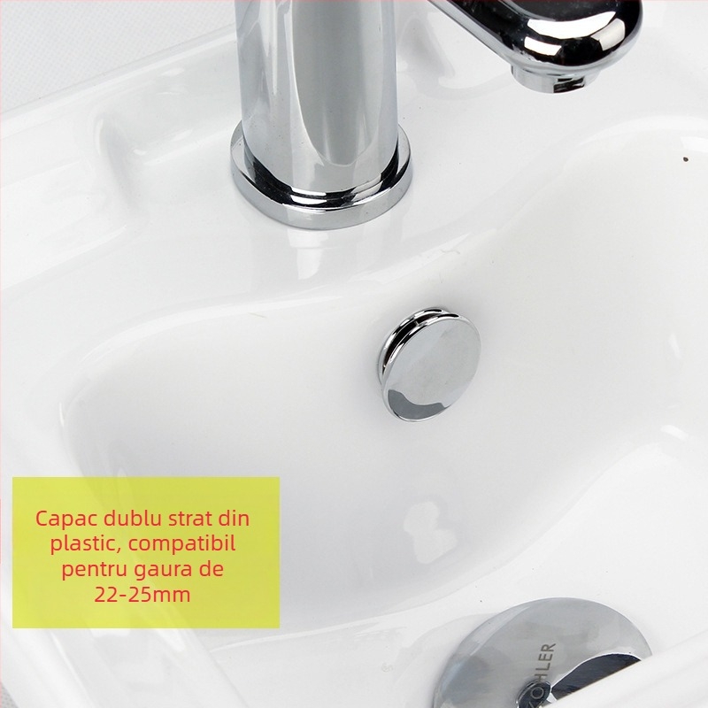 Capac decorativ pentru preaplinul chiuvetei – ABS plastic, montaj prin apăsare, stil light luxury