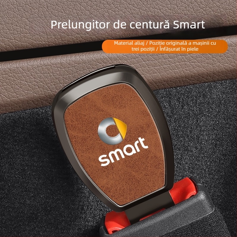 Extindere a curelei de siguranță pentru Smart Fortwo/ForTwo/ForFour – aliaj de zinc și piele, model: Smart safety belt extender