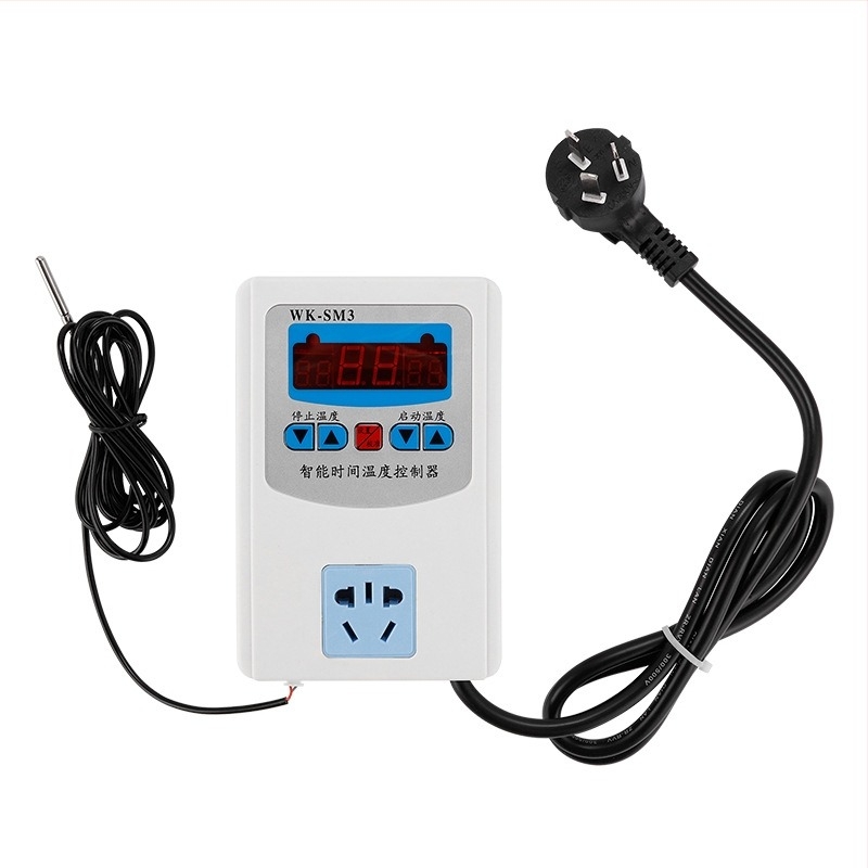 WK-SM3 Termostat inteligent pentru control digital al temperaturii și umidității, cu priză, întrerupător senzorial electronic și senzor multipunct – Yudian, 220V, pentru sere, acvacultură și monitorizare în interior