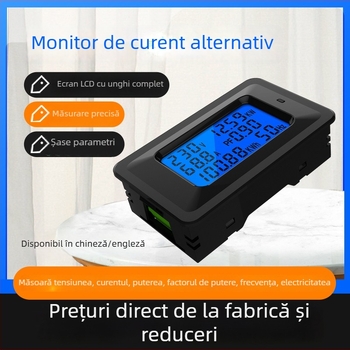 Monitor de putere AC cu afișaj LCD, contor de energie pentru gospodărie – voltmetru, ampermetru, energie, frecvență și factor de putere, model P06s-20A/100A