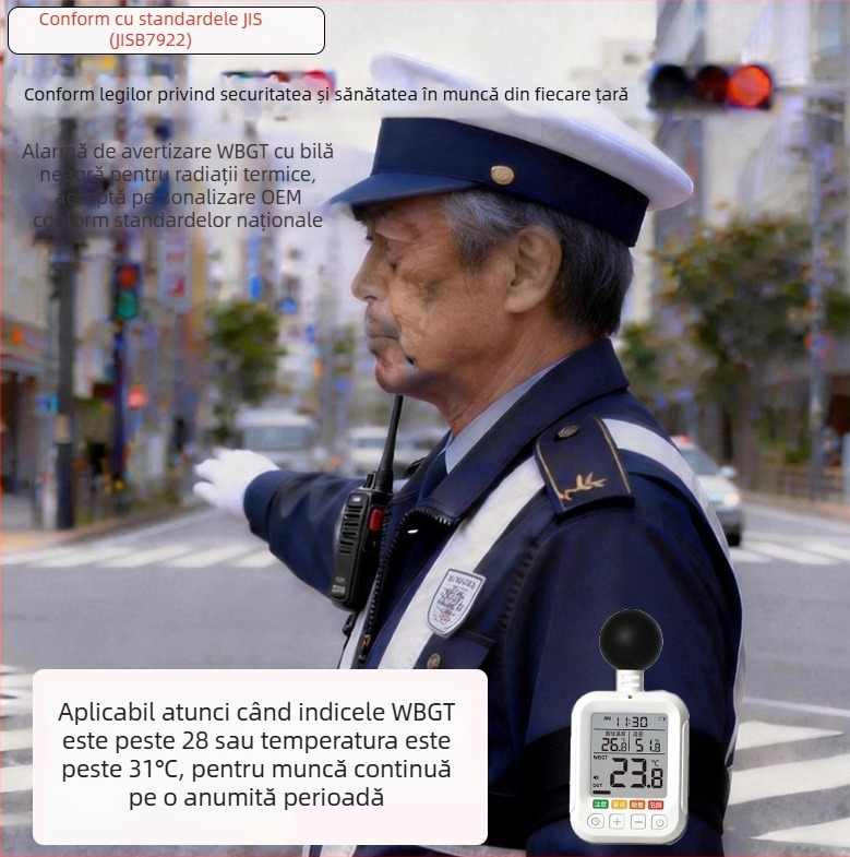 WBGT termometru cu sferă neagră, portabil, pentru șantier în aer liber – monitorizare indicelui WBGT