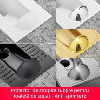 Paravan frontal anti-stropire pentru toaletă de tip squat, din plastic, instalare fără găuri, stil lux ușor