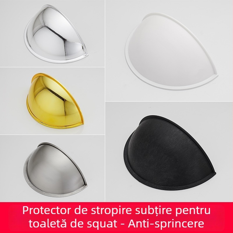 Paravan frontal anti-stropire pentru toaletă de tip squat, din plastic, instalare fără găuri, stil lux ușor