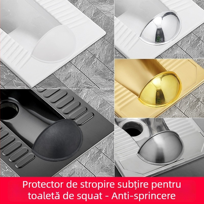 Paravan frontal anti-stropire pentru toaletă de tip squat, din plastic, instalare fără găuri, stil lux ușor