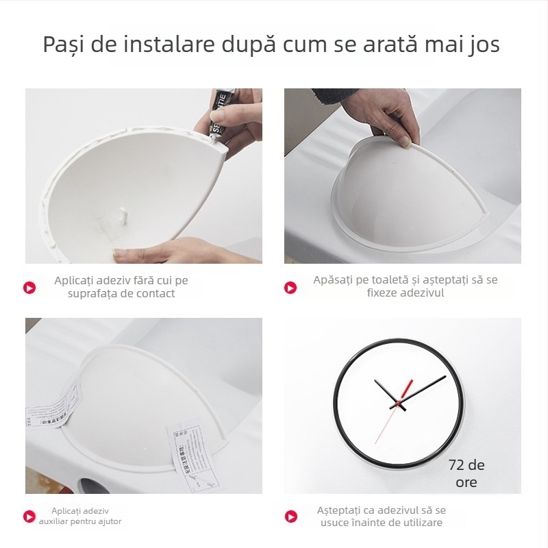 Paravan frontal anti-stropire pentru toaletă de tip squat, din plastic, instalare fără găuri, stil lux ușor