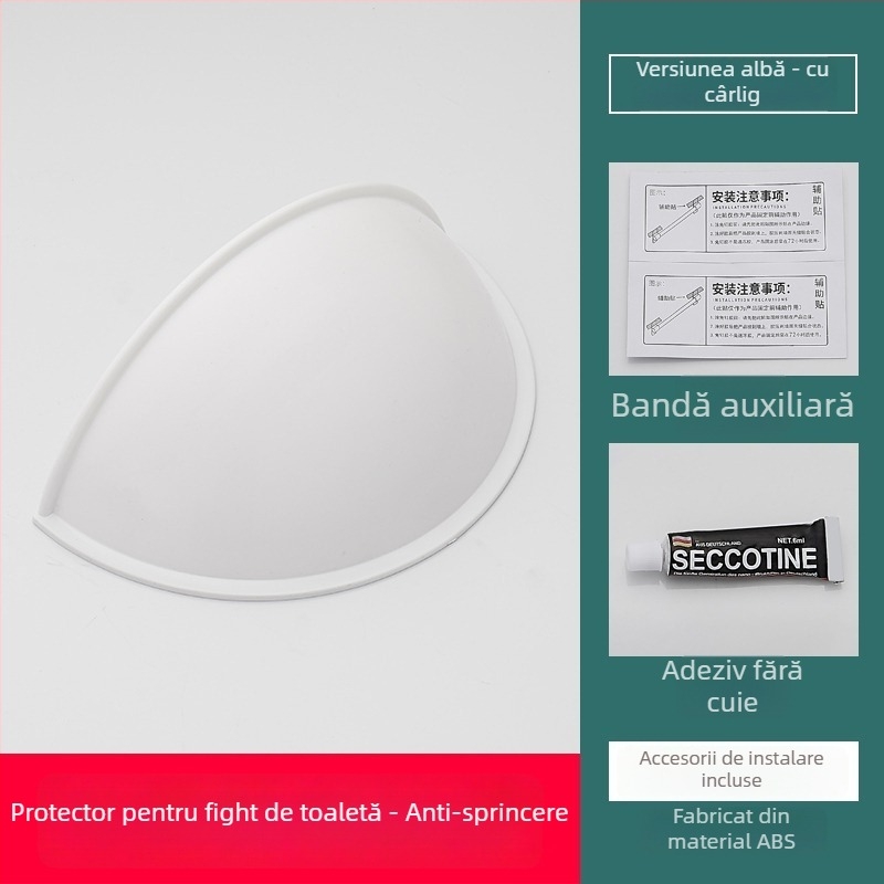 Paravan frontal anti-stropire pentru toaletă de tip squat, din plastic, instalare fără găuri, stil lux ușor