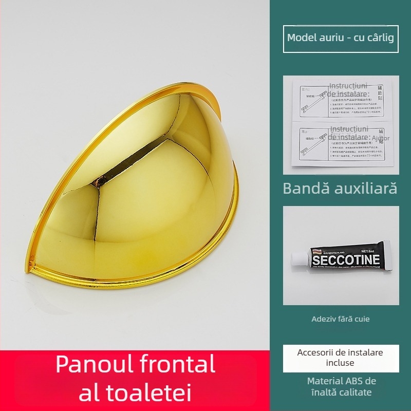 Paravan frontal anti-stropire pentru toaletă de tip squat, din plastic, instalare fără găuri, stil lux ușor