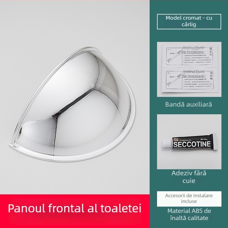 Paravan frontal anti-stropire pentru toaletă de tip squat, din plastic, instalare fără găuri, stil lux ușor