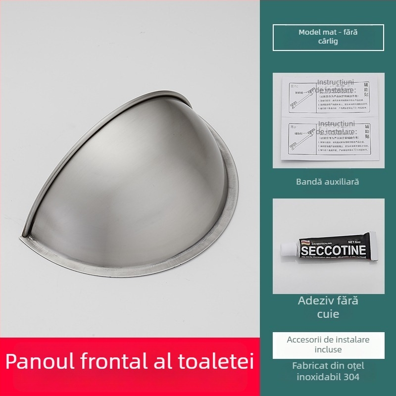 Paravan frontal anti-stropire pentru toaletă de tip squat, din plastic, instalare fără găuri, stil lux ușor