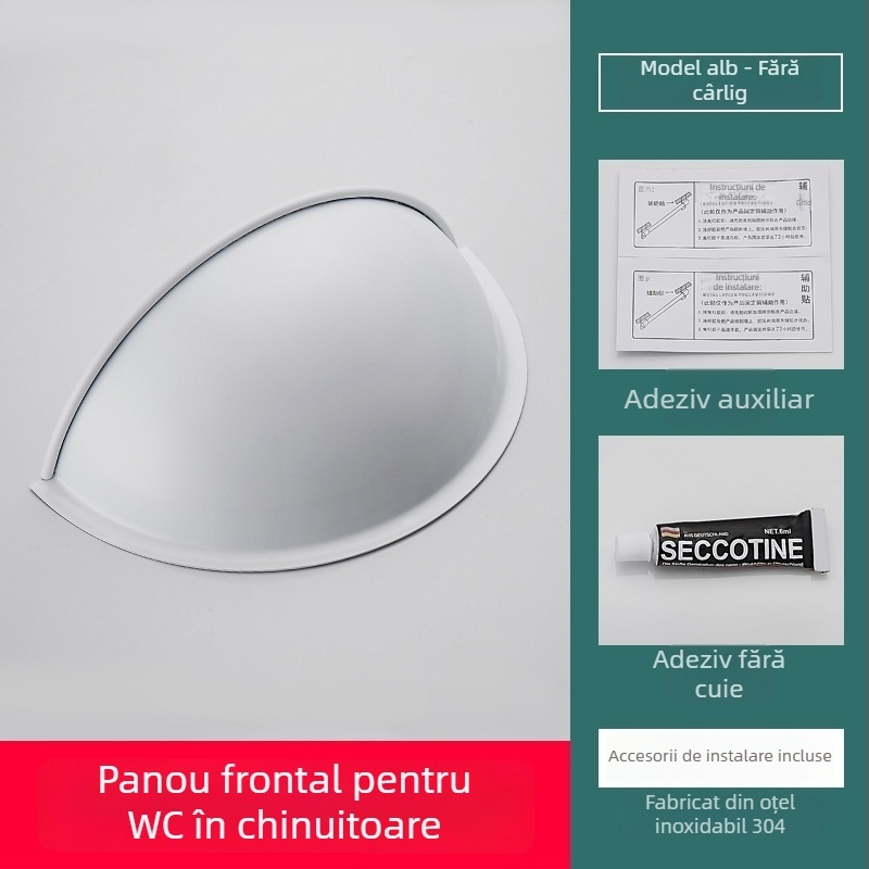 Paravan frontal anti-stropire pentru toaletă de tip squat, din plastic, instalare fără găuri, stil lux ușor