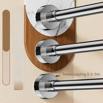 Bară extensibilă pentru uscat haine cu suport fără găuri, bară pentru perdea de duș pentru baie și balcon — stil modern minimalist, model 69850, material: Altul, marcă: Altul
