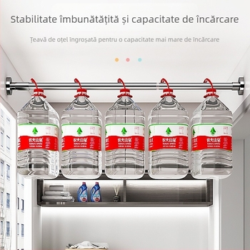 Bară extensibilă pentru uscat haine cu suport fără găuri, bară pentru perdea de duș pentru baie și balcon — stil modern minimalist, model 69850, material: Altul, marcă: Altul
