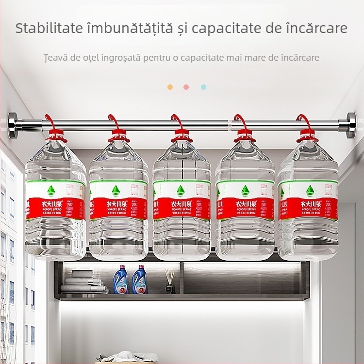 Bară extensibilă pentru uscat haine cu suport fără găuri, bară pentru perdea de duș pentru baie și balcon — stil modern minimalist, model 69850, material: Altul, marcă: Altul