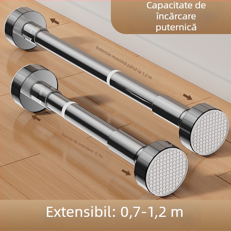 Bară extensibilă pentru uscat haine cu suport fără găuri, bară pentru perdea de duș pentru baie și balcon — stil modern minimalist, model 69850, material: Altul, marcă: Altul