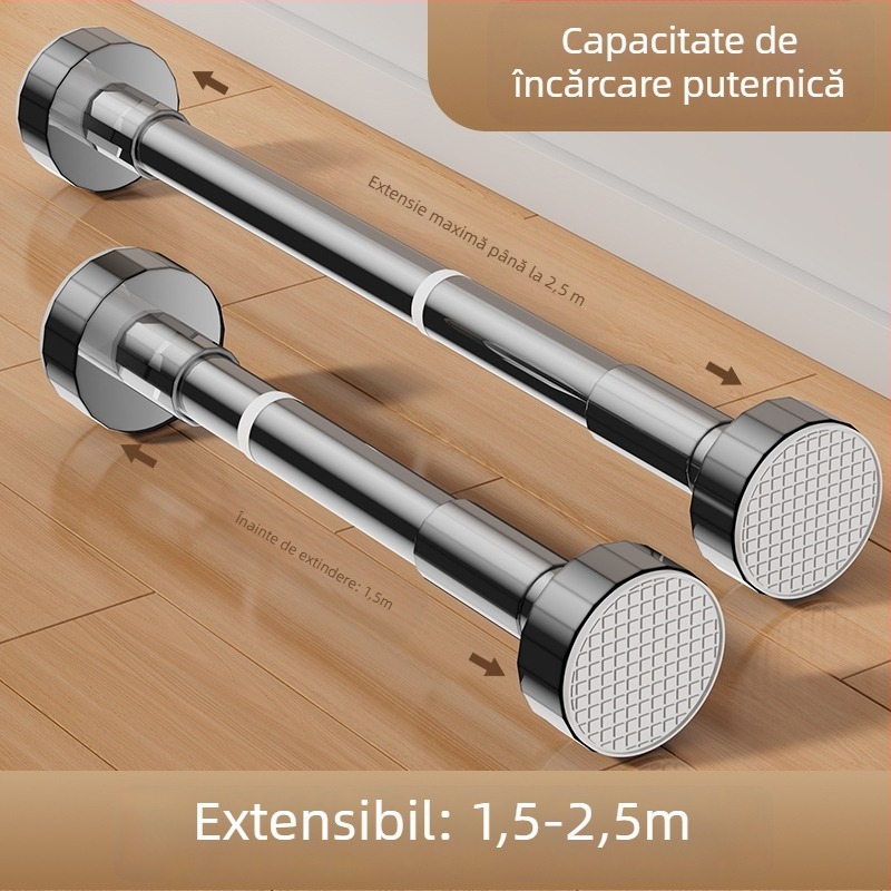 Bară extensibilă pentru uscat haine cu suport fără găuri, bară pentru perdea de duș pentru baie și balcon — stil modern minimalist, model 69850, material: Altul, marcă: Altul