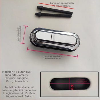 Buton de spălare pentru rezervorul de toaletă, universal, buton dublu, formă dreptunghiulară/ovală, model Qbrek4em