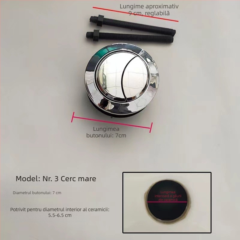 Buton de spălare pentru rezervorul de toaletă, universal, buton dublu, formă dreptunghiulară/ovală, model Qbrek4em