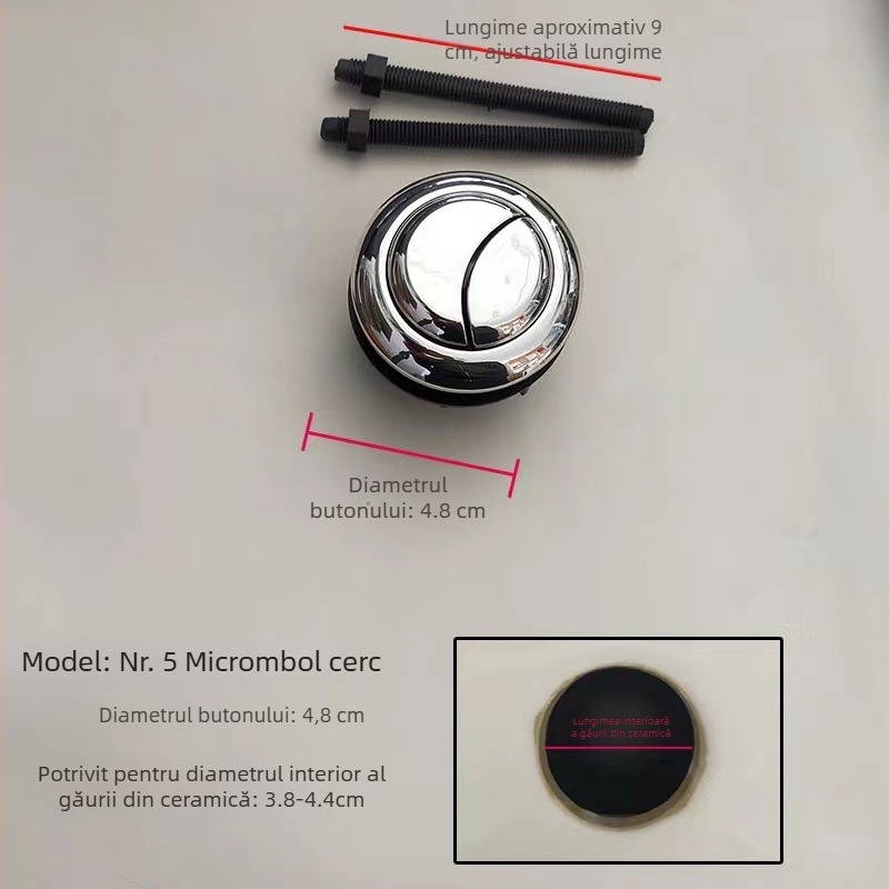Buton de spălare pentru rezervorul de toaletă, universal, buton dublu, formă dreptunghiulară/ovală, model Qbrek4em
