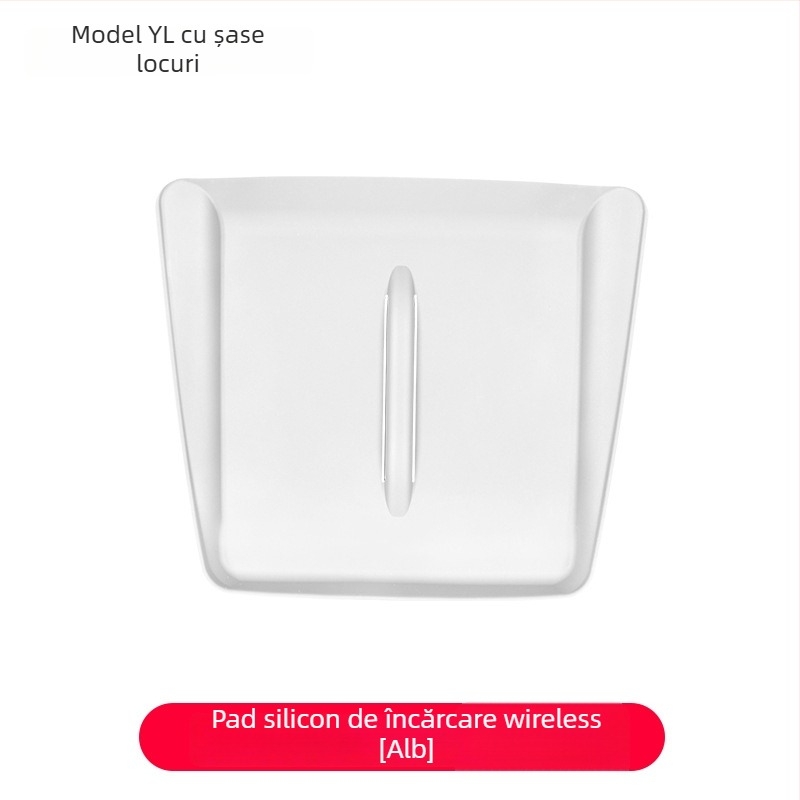 Pad din silicon pentru încărcare wireless în consola centrală Tesla Model Y/Model 3 – anti-derapare, etichetă decorativă