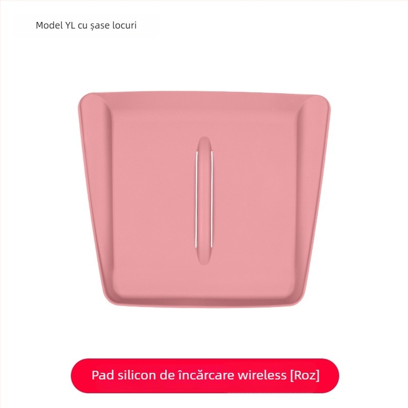 Pad din silicon pentru încărcare wireless în consola centrală Tesla Model Y/Model 3 – anti-derapare, etichetă decorativă