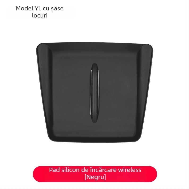 Pad din silicon pentru încărcare wireless în consola centrală Tesla Model Y/Model 3 – anti-derapare, etichetă decorativă
