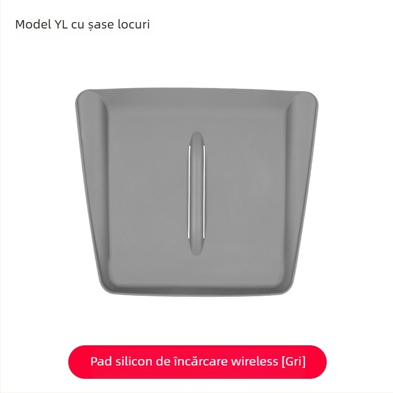 Pad din silicon pentru încărcare wireless în consola centrală Tesla Model Y/Model 3 – anti-derapare, etichetă decorativă