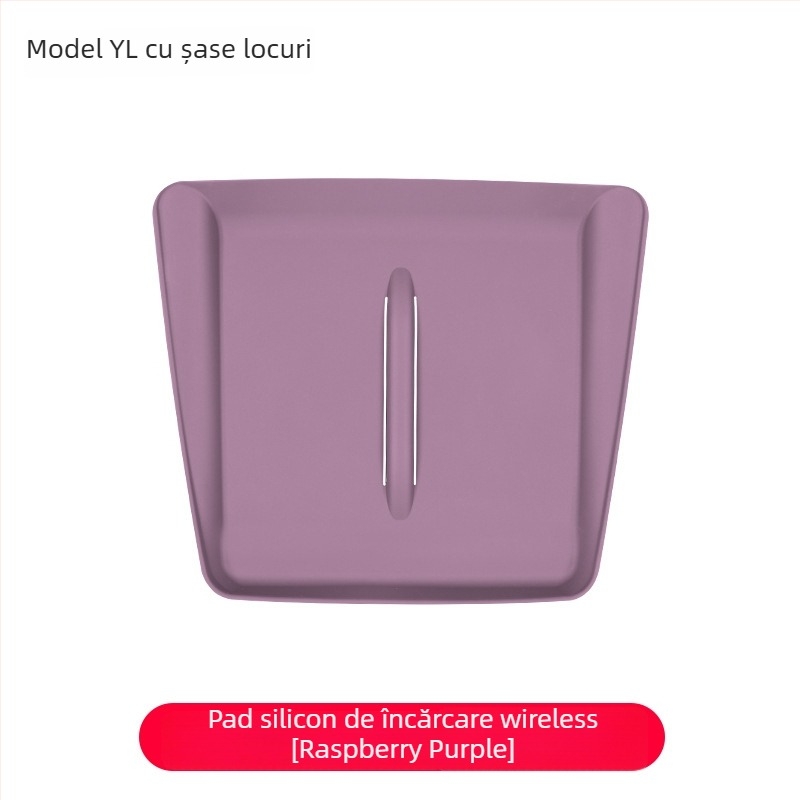 Pad din silicon pentru încărcare wireless în consola centrală Tesla Model Y/Model 3 – anti-derapare, etichetă decorativă