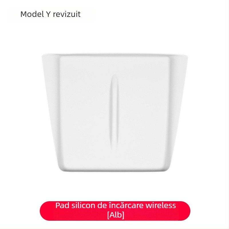 Pad din silicon pentru încărcare wireless în consola centrală Tesla Model Y/Model 3 – anti-derapare, etichetă decorativă