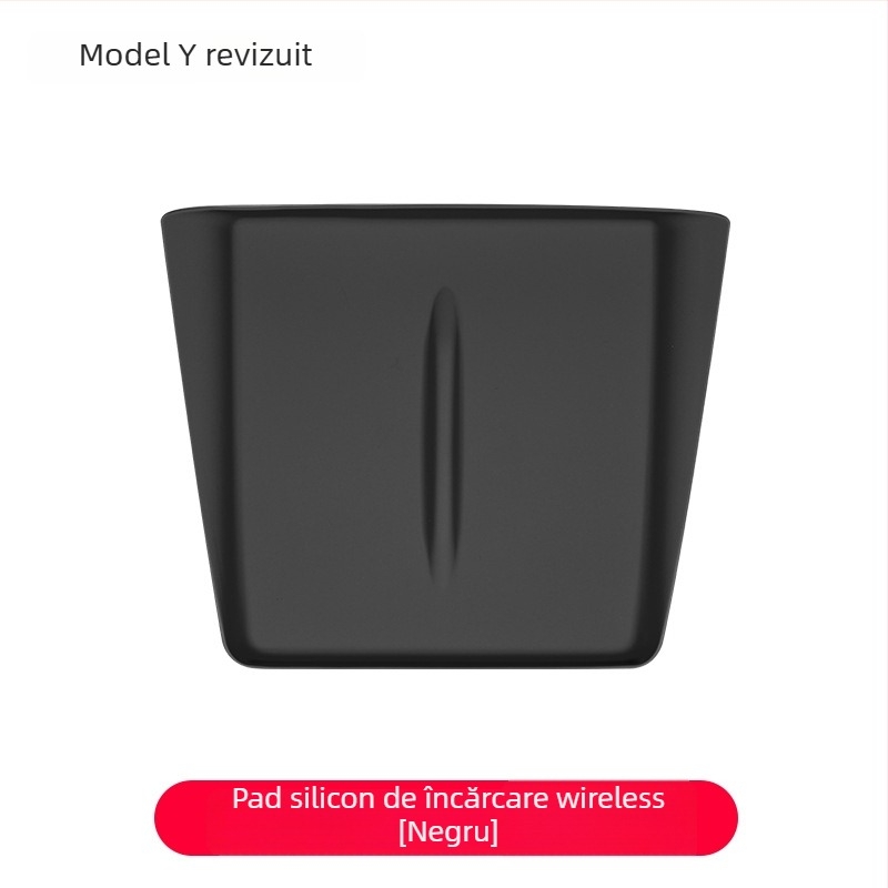 Pad din silicon pentru încărcare wireless în consola centrală Tesla Model Y/Model 3 – anti-derapare, etichetă decorativă