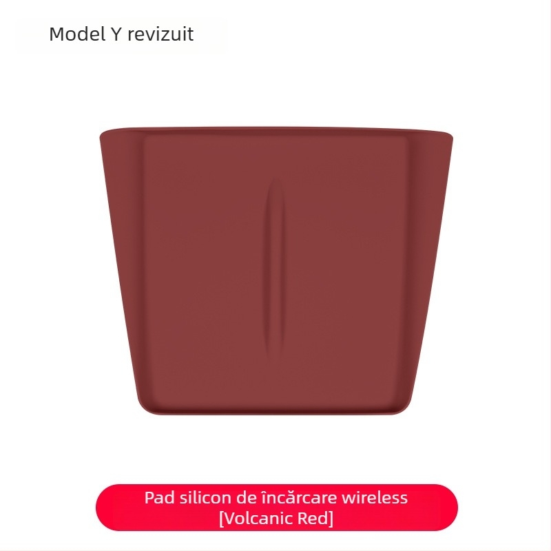 Pad din silicon pentru încărcare wireless în consola centrală Tesla Model Y/Model 3 – anti-derapare, etichetă decorativă