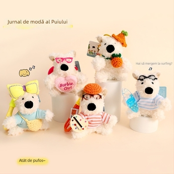 Lanț de chei plușat cu West Highland White Terrier, pandantiv pentru ghiozdan