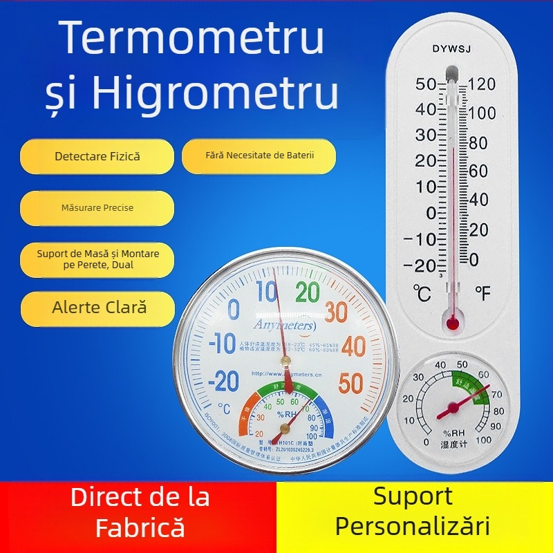 Senzor circular de temperatură și umiditate pentru interior, serie DY, măsoară -20 până la 60°C și 10–99% RH, precizie temperatură ±1°C, precizie umiditate ±5% RH