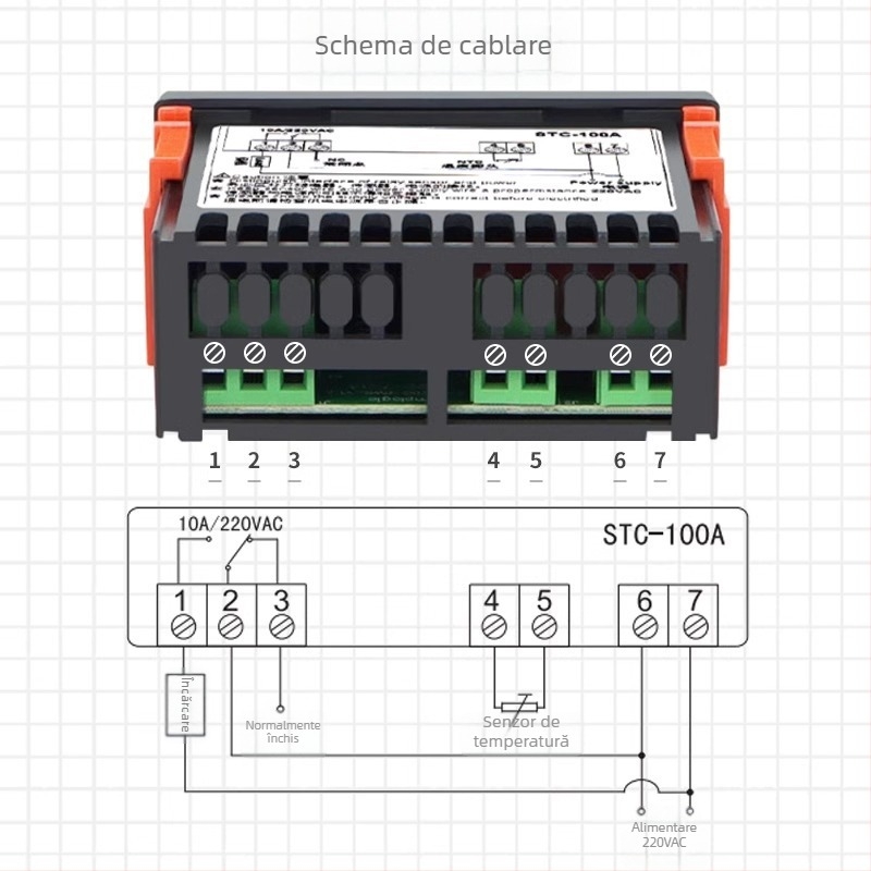 Termostat STC-100A cu microcalculator, afișaj digital pentru controlul temperaturii, pentru refrigerare și încălzire