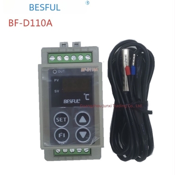 Controler de temperatură BF-D110A; unic canal pentru răcire și încălzire; montaj pe șină de ghidaj; măsoară apă și aer; tensiune de funcționare AC 80–240 V