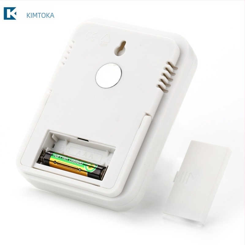 KIMTOKA TH028 — higrometru digital interior cu precizie temperatură ±1°C, precizie umiditate ±5%, alimentare cu baterie AA.