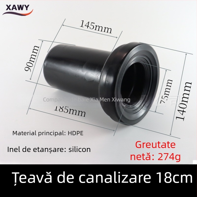 Set de fitinguri pentru toaletă cu montaj pe perete – rezervor ascuns; PVC, silicon, PE; pentru canalizare; turnare prin matriță