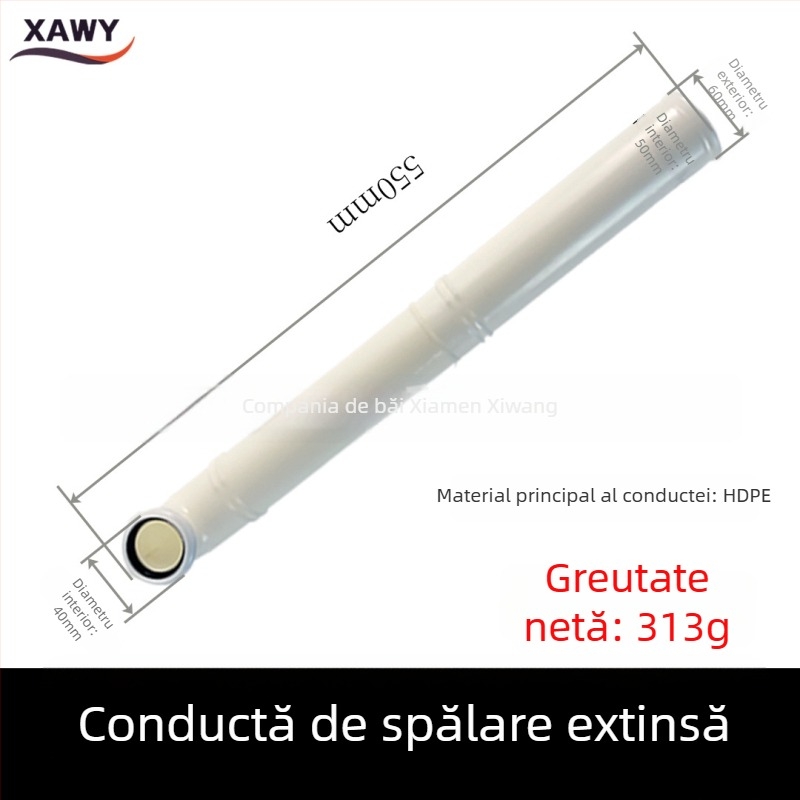 Set de fitinguri pentru toaletă cu montaj pe perete – rezervor ascuns; PVC, silicon, PE; pentru canalizare; turnare prin matriță