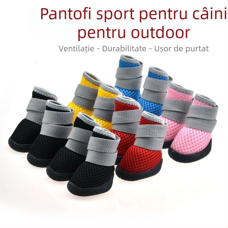 PETSOO Pantofi pentru Câini – Pentru exterior, Plasă respirabilă, Poliester, Talpă antiderapantă și rezistentă la uzură