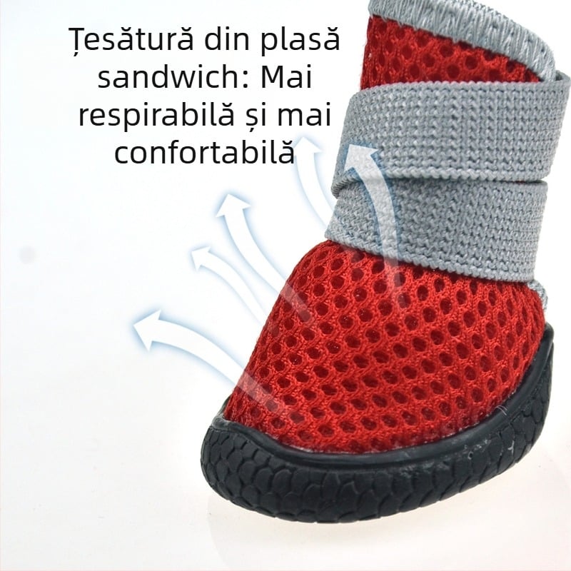 PETSOO Pantofi pentru Câini – Pentru exterior, Plasă respirabilă, Poliester, Talpă antiderapantă și rezistentă la uzură
