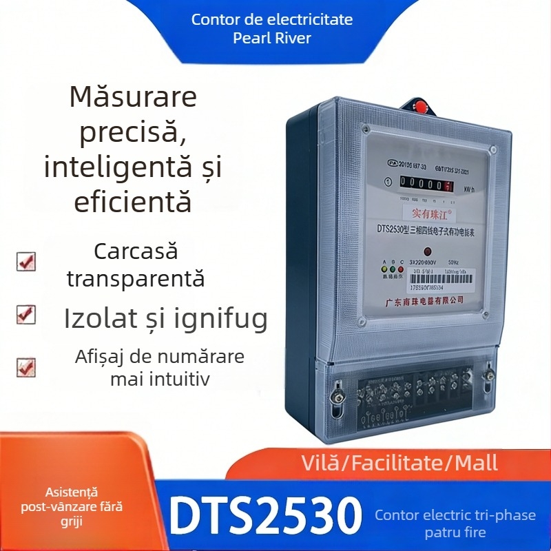 Contor electronic trifazat inteligent pentru locuințe închiriate, DTS, 380V, contor de energie cu înaltă precizie