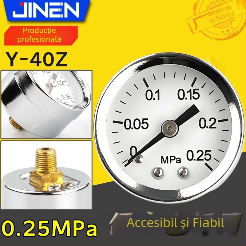 Manometru de presiune de precizie, model Y-40Z/0.25MPa, interval de măsurare 0–0.25 MPa, acuratețe 1.6, filet extern 1/8"